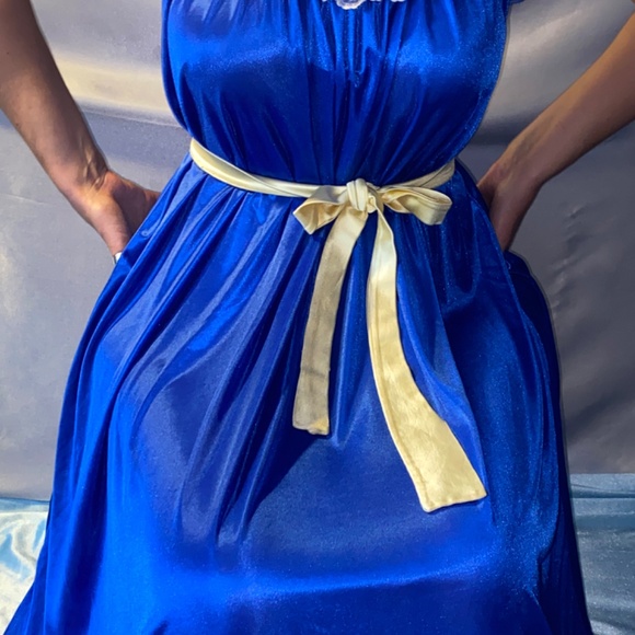 Vtg silky sissy Snow White Blue Frilly Nightgown Db chiffon lace Gown - Picture 8 of 12